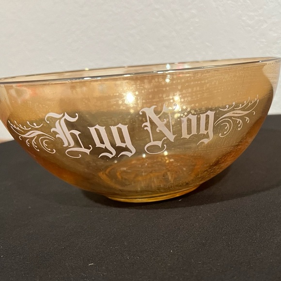 COPY - Vintage Jeannette Glass Marigold Egg Nog Bowl Orange Lusterware Punch Bo… - Picture 3 of 8